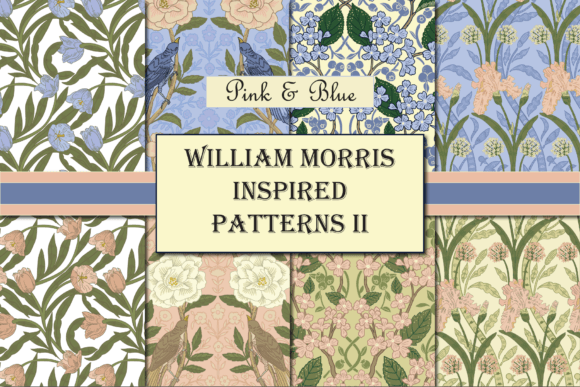 Download William Morris Inspired Pastel Patterns - Red Collection