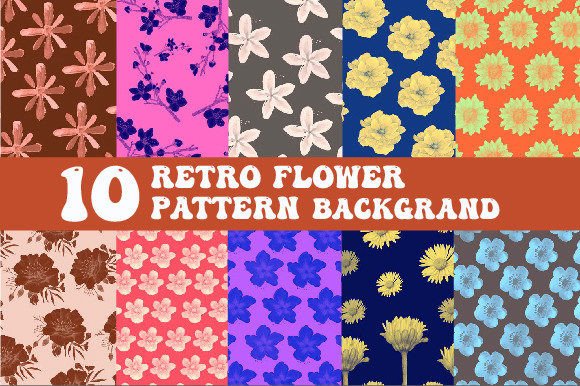 Download Retro Flower Pattern Background Vol.2 - Retro flower Collection