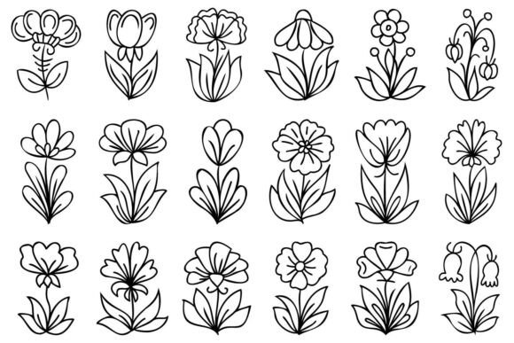 Download Line Art Hand Drawn Flowers - Line art Collection