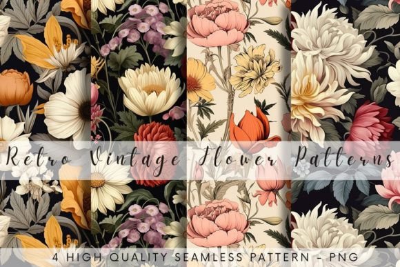 Download Vintage Retro Flower Pattern Sublimation - Retro flower Collection