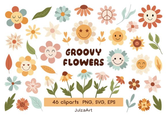 Download Retro Flower Clipart, Groovy Flower Svg - Retro flower Collection