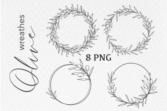 Download Olive Wreath LINE ART. OLIVES CLIPART - Line art Collection
