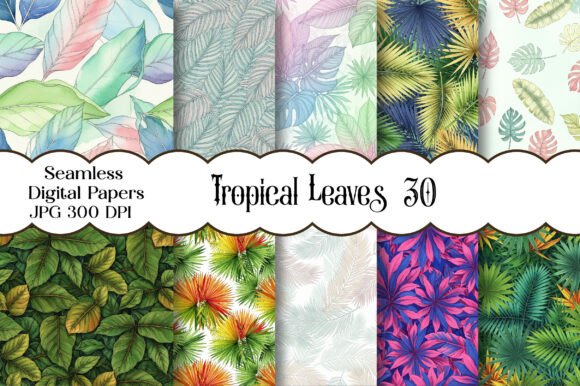 Download Tropical Leaves Pattern Digital Paper - Tropical Collection