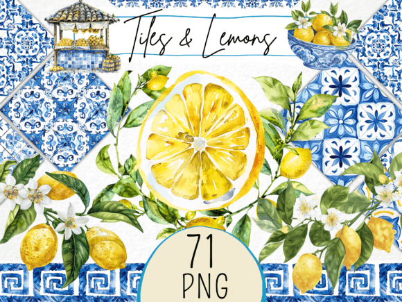 Download Mediterranean Tiles and Lemons Clipart - Mediterranean Collection