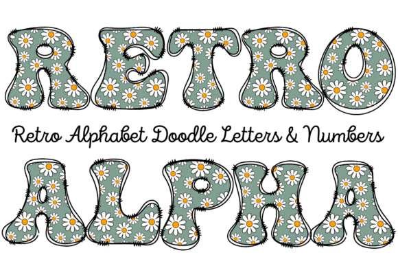 Download Groovy Retro Flower Alphabet Doodle - Retro flower Collection