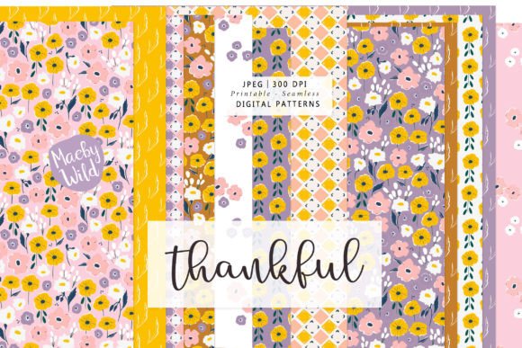 Download Thankful Retro Flower Patterns - Retro flower Collection