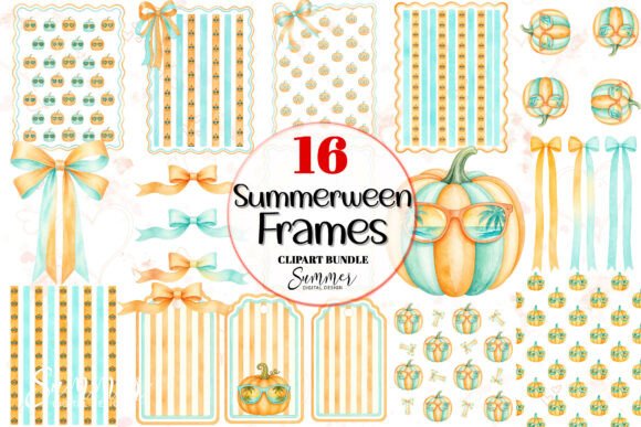 Download Summerween PNG Coral Teal Pumpkin Frames - Coral Collection