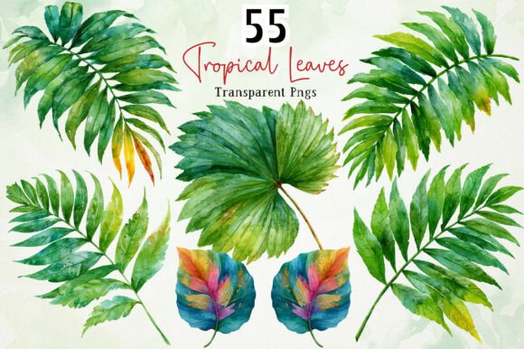 Download Watercolor Tropical Leaves PNG Clipart - Tropical Collection