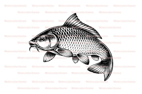 Download Carp Fish SVG, Detailed Fishing Line Art - Line art Collection