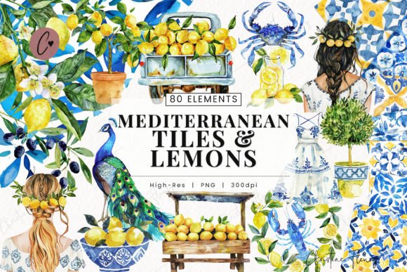 Download 80 Mediterranean Watercolor Clipart - Mediterranean Collection