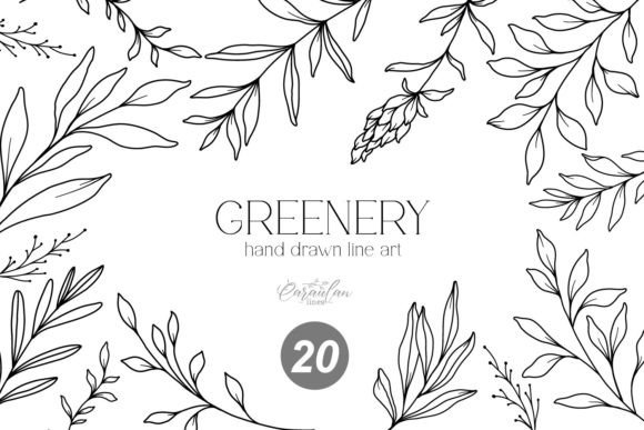 Download GREENERY LINE DRAWING, FORAL LINE ART - Line art Collection