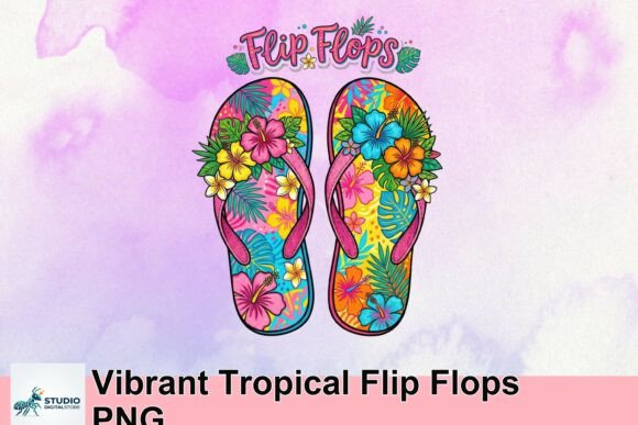 Download Vibrant Tropical Flip Flops PNG - Tropical Collection