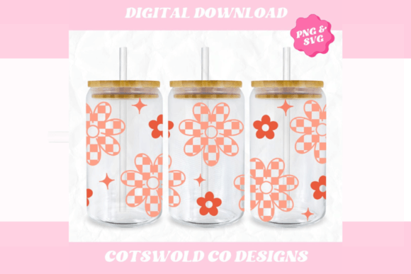 Download Boho Retro Flower 16oz Cup Wrap SVG PNG - Retro flower Collection
