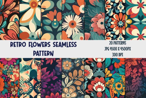 Download Retro Flowers Seamless Patterns 1 - Retro flower Collection