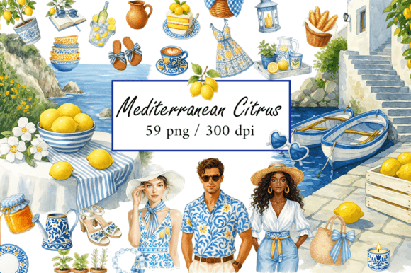 Download Watercolor Mediterranean Summer Clipart - Mediterranean Collection