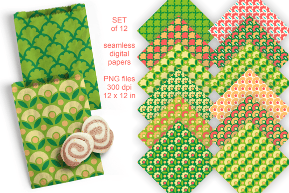Download Retro Flower Seamless Paper Set of 12 - Retro flower Collection