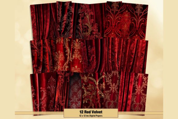 Download Red Velvet Theater Curtain Digital Paper - Red Collection