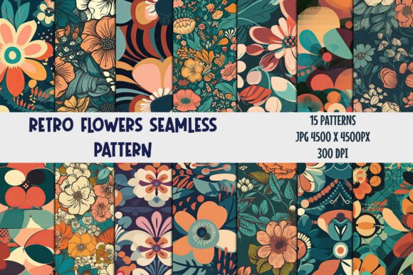 Download Retro Flowers Seamless Patterns 2 - Retro flower Collection