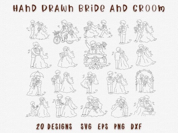 Download Wedding Couple SVG Bridal Line Art Set - Line art Collection