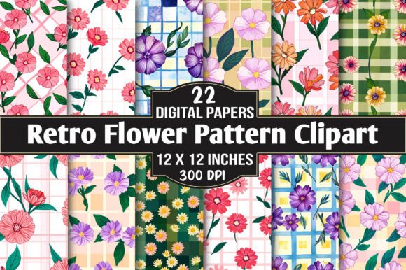 Download Retro Flower Pattern Clipart PNG - Retro flower Collection
