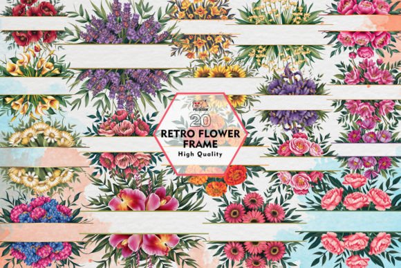 Download Retro Flower Frame Clipart PNG Graphics - Retro flower Collection